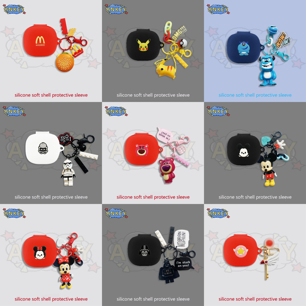For Anker Soundcore X20 C30i P30i P40i Earphone Silicone Case Cute Mouse Earbuds Soft Protective Headphone Cover Headset Skin with Pendant