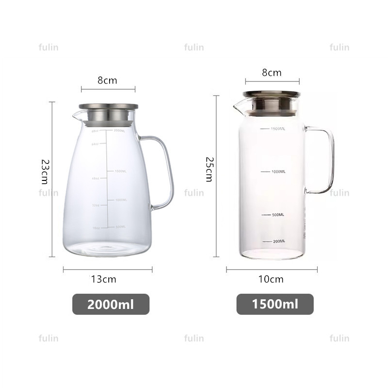 1.5ล/2ล นอร์ดิกโปร่งใสหม้อแก้วเหยือกแก้วกาน้ําชาดอกไม้ทนความร้อนกาต้มน้ําเครื่องดื่มเย็นชาเหยือกกาต้มน้ําน้ําผลไม้ - รูปที่ 2