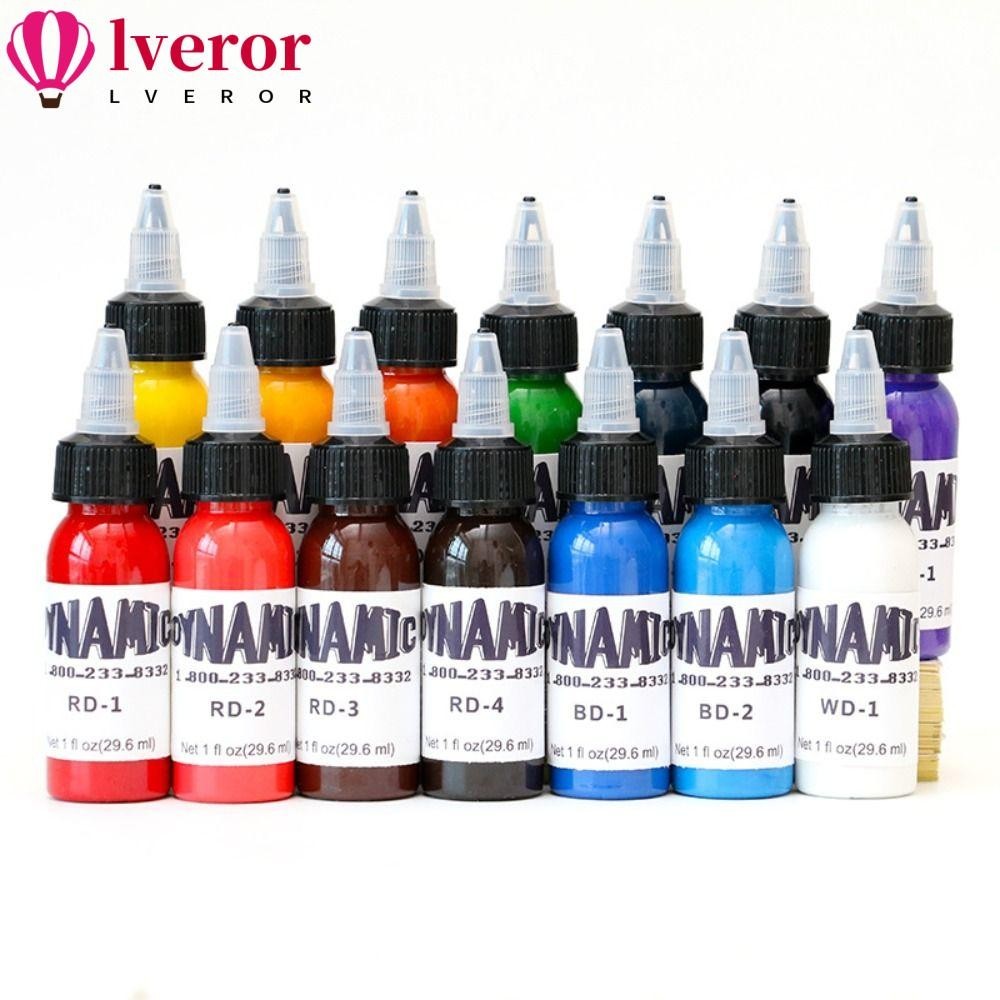 สีฝึกสัก LVEROR, หมึกสักสีน้ําเงินสีแดงสีเขียวสีขาว, คุณภาพสูงสีม่วงสีชมพู 30ML สีดําสีน้ําตาล Tattoo Pigment