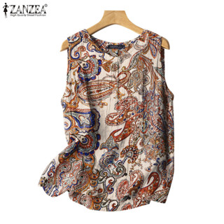 ZANZEA ใส่ ซานเซีย ผู้หญิงพิมพ์ทุกวัน โอ-คอลําลองหัวเข็มขัดแ…