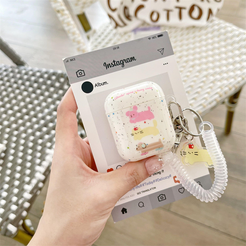 หมึกเผ็ดลูกสุนัขสุนัขสําหรับ Airpods4 Airpods1/2 3 Pro Pro2 ชุดหูฟังไร้สายบลูทูธป้องกันกรณี AirPodsPro peo2 3 4 หูฟังป้องกันกรณี