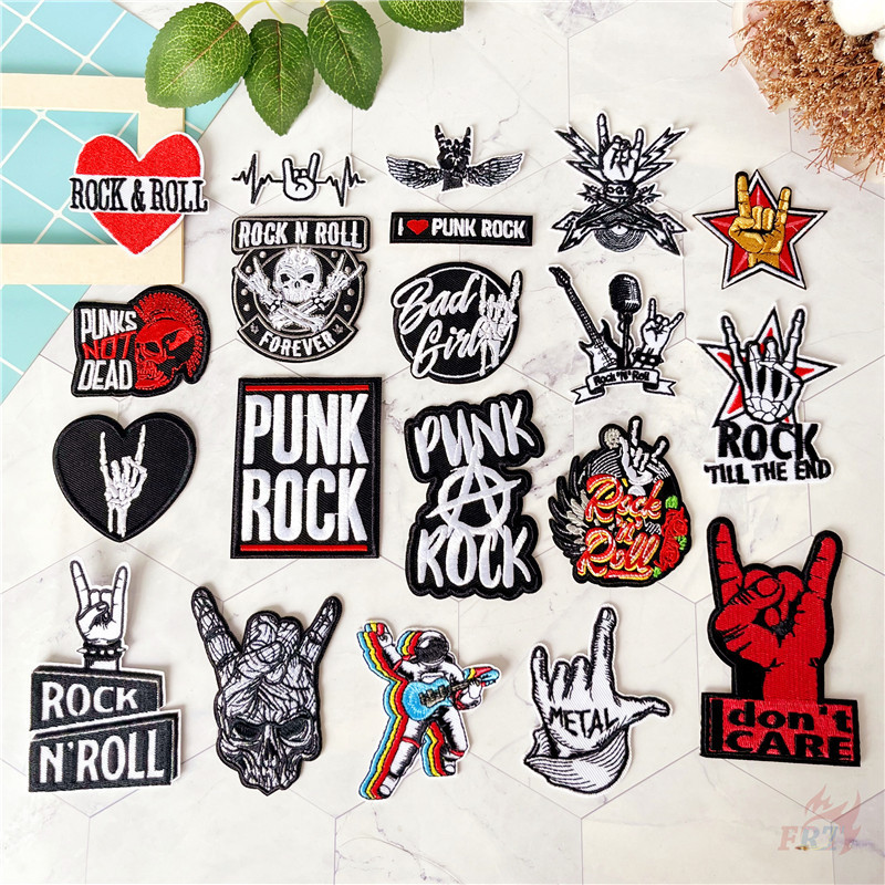 ♚ I Love Punk Rock - แพทช์เหล็กบนท่าทางโลหะ-ร็อค ♚ 1 ชิ้นป้ายแตร DIY เย็บบนเหล็กบนป้ายแพทช์