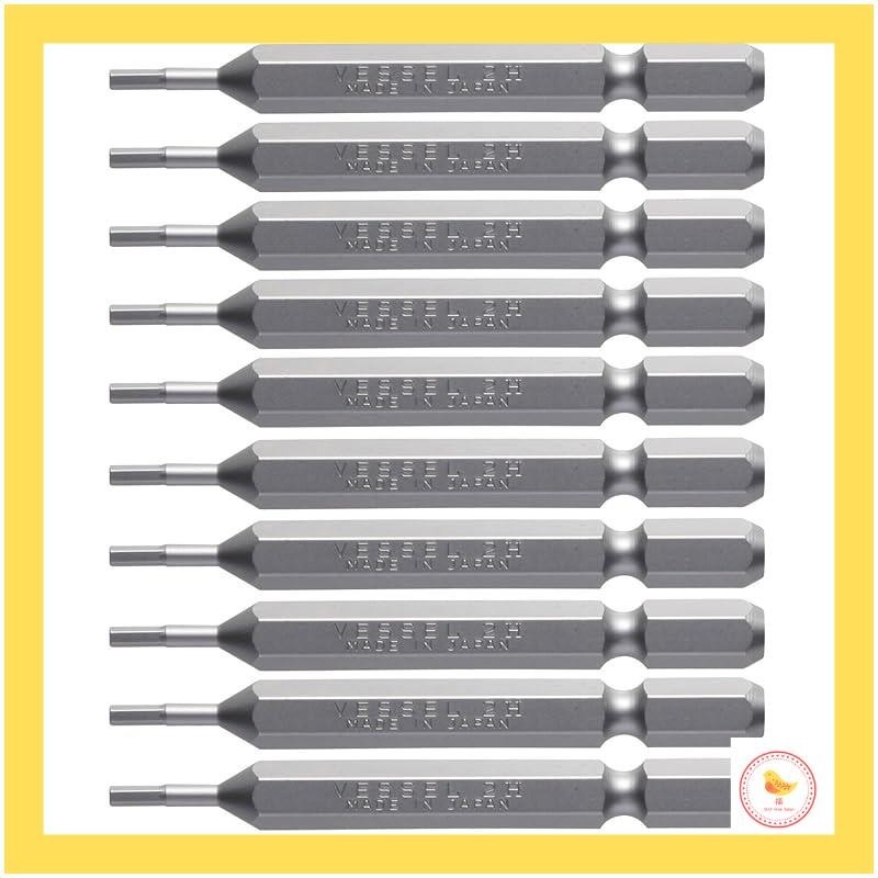 Vessel hex bit with 6mm hex socket for bolts and screws, 2×65mm, set of 10, hardness: H (high hardness) A16 ZP