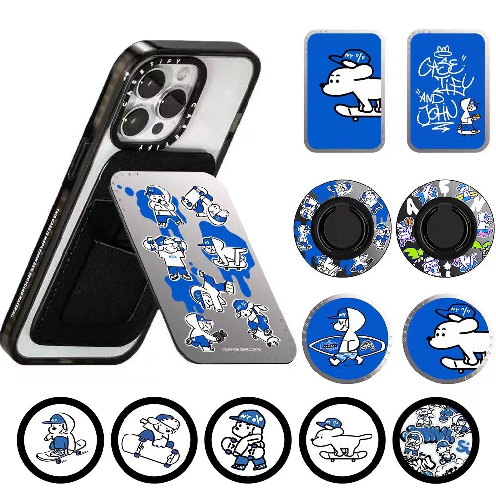 Casetifyskater JOHN สเก็ตบอร์ดลูกสุนัขSnappy Cardholder Stand Magnetic compatible universal Grip เคสแม่เหล็กกระจก Creative Telescopic พับกล่องจับโทรศัพท์บรรจุ