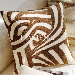 45x45 ซม.สีน้ําตาล Vintage Nordic โยนหมอนครีมหรูหราโซฟาเบาะเอวตกแต่งปลอกหมอน