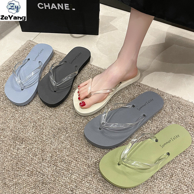 [ZY] Ready Stock Ladies Flip-Flops สวมใส่ด้านนอกรองเท้าแตะแฟชั่น Flip-Flops Anti-
