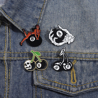 สไตล์พังก์ผลไม้เชอร์รี่บิลเลียดเคลือบเข็มกลัดฮาโลวีนกะโหลกกร…