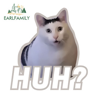 EARLFAMILY 13 ซม.x 12.2 ซม.แมว Huh เปิดตารถสติกเกอร์ Caravan…