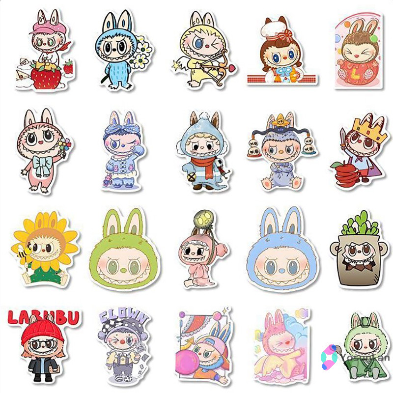 Yosunlan] 80 ชิ้นการ์ตูนอะนิเมะ Bubble Mart Labubu สติกเกอร์กันน้ําสําหรับขวดน้ําแล็ปท็อปสเก็ตบอร์ดสมุดภาพอุปกรณ์ตกแต่งใหม่