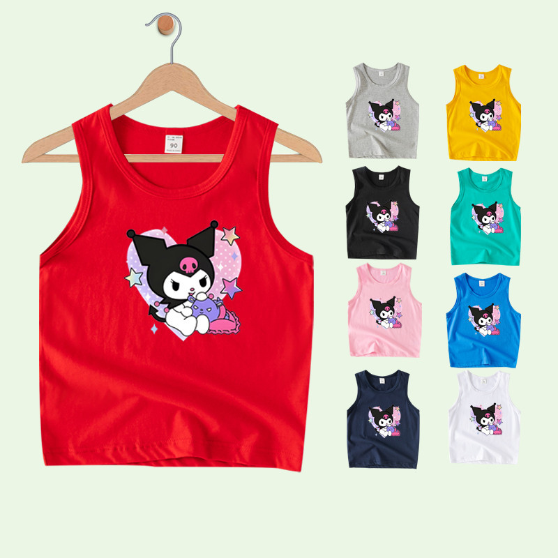 เสื้อกล้ามเด็กผู้หญิง เสื้อซับใน ผ้าฝ้าย 100% แขนกุด Kuromi ลายคุโรมิ 8 สี TA048
