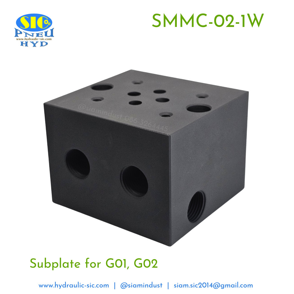 MMC-02-1W (SMMC) : G02,G01 Subplate 1st. ซับเพลทวางวา์วไฮดรอลิค เหล็ก รมดำ สำหรับวางวาล์วไซน์ G02,G01