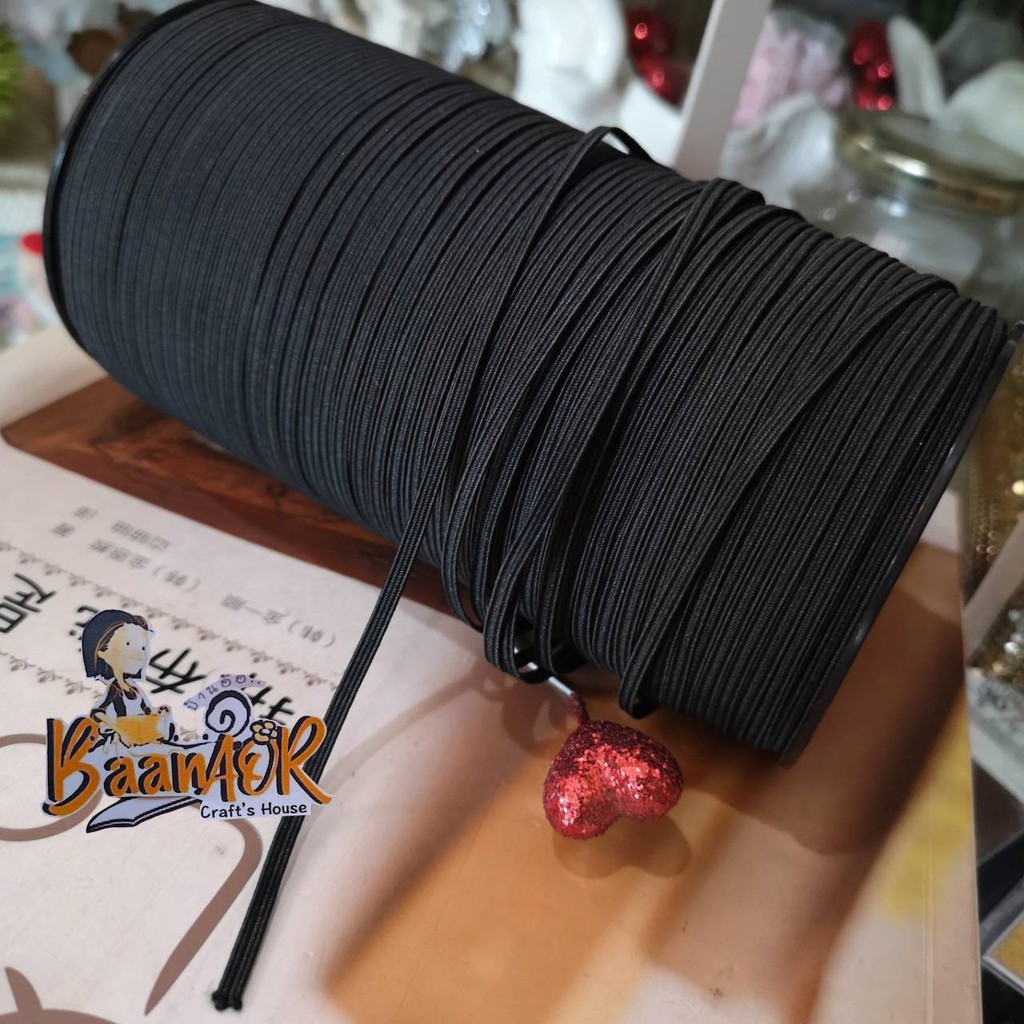 4mm 10y ยางยืด เส้นแบน เล็ก เอนกประสงค์ ขนาด 4 มิล ตัดแบ่ง จำนวน 10 หลา (ความยาว 900 เซนติเมตร) สินค