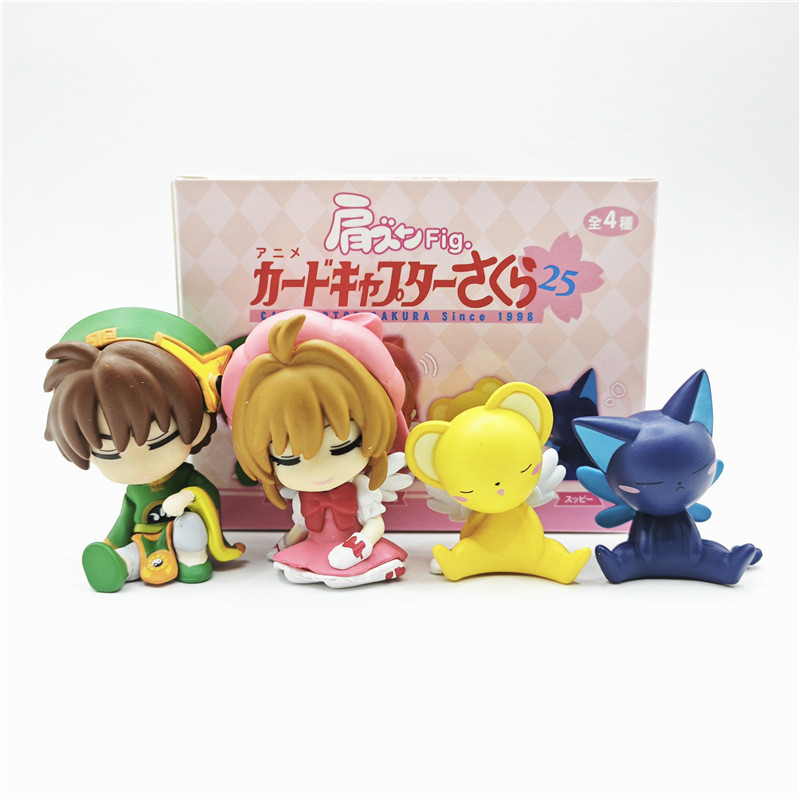 4 ชิ้น/เซ็ต 4-5 ซม.อะนิเมะ Cardcaptor Sakura Sleep ตุ๊กตา Kinomoto Sakura Li Syaoran Cerberus Luna รุ่น Q PVC ตัวเลขการกระทําตุ๊กตาของเล่น