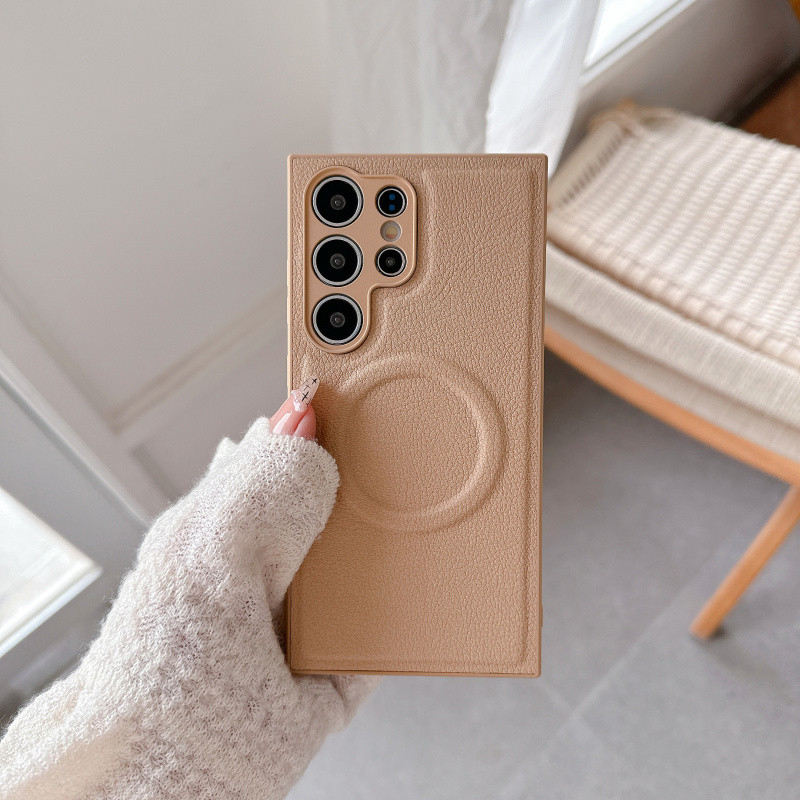 กระเป๋าหนังแม่เหล็กชาร์จไร้สายหรูหราสำหรับ Samsung Galaxy S25 Ultra Plus S24 S23 Ultra Plus กันกระแทกและป้องกันการตก