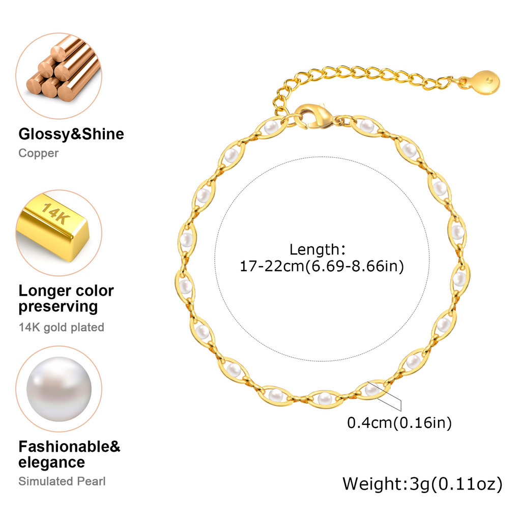 VNOX วีน็อกซ์ สร้อยข้อมือมุกสีทองสําหรับผู้หญิง,สร้อยข้อมือหรูหรากันน้ํา,ของขวัญเครื่องประดับแฟชั่น - รูปที่ 5