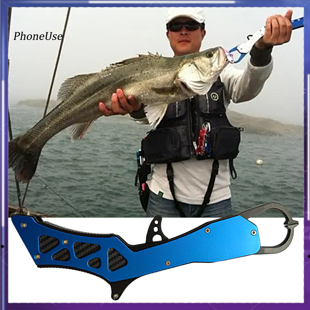 PhoneUse อลูมิเนียมอัลลอยด์โลหะ Fish Gripper สําหรับ Angling พับ Fish Lip Gripper อุปกรณ์ตกปลาใช้งาน