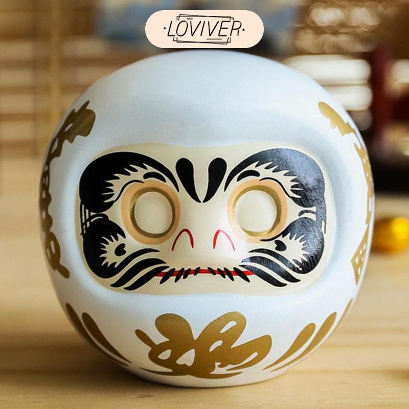 LOVIVER ตุ๊กตาดารุมะเซรามิกญี่ปุ่นสําหรับโชคดีฮวงจุ้ยที่อุดมไปด้วยโชคลาภหุ่นสําหรับตกแต่งโต๊ะสํานักงาน