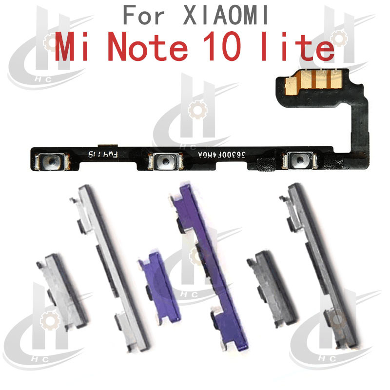 สําหรับ Xiaomi Mi Note 10 Lite Power volume ปุ่มด้านข้าง Flex Cable Keys ปุ่มปิดระดับเสียงขึ้นและลงปุ่มด้านข้างอะไหล่ทดแทน