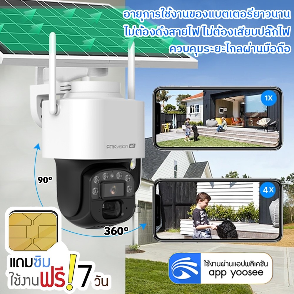 YOOSEE 4G กล้องวงจรปิด 5.0 ล้านพิกเซลกล้องซิมไร้สาย Full HD 5MP IP67กันน้ํา กลางคืนภาพเป็นสี ซิมเน็ตใช้งานฟรี 7 วัน