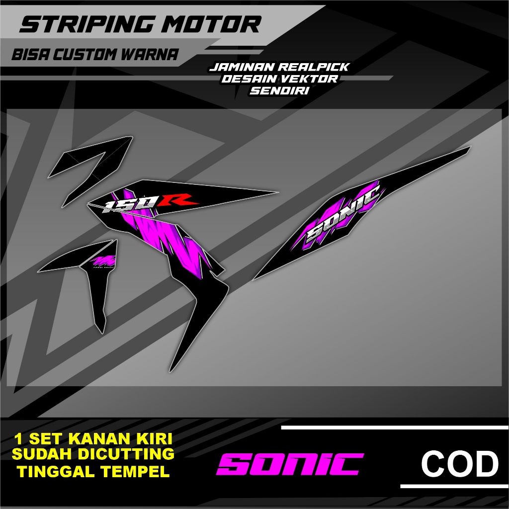 COOL HONDA SONIC 150R MOTORCYCLE STRIPPING SIMPLE THEME 9 ใหม่ล่าสุด ALREADY CUT, JUST STICK IT ON