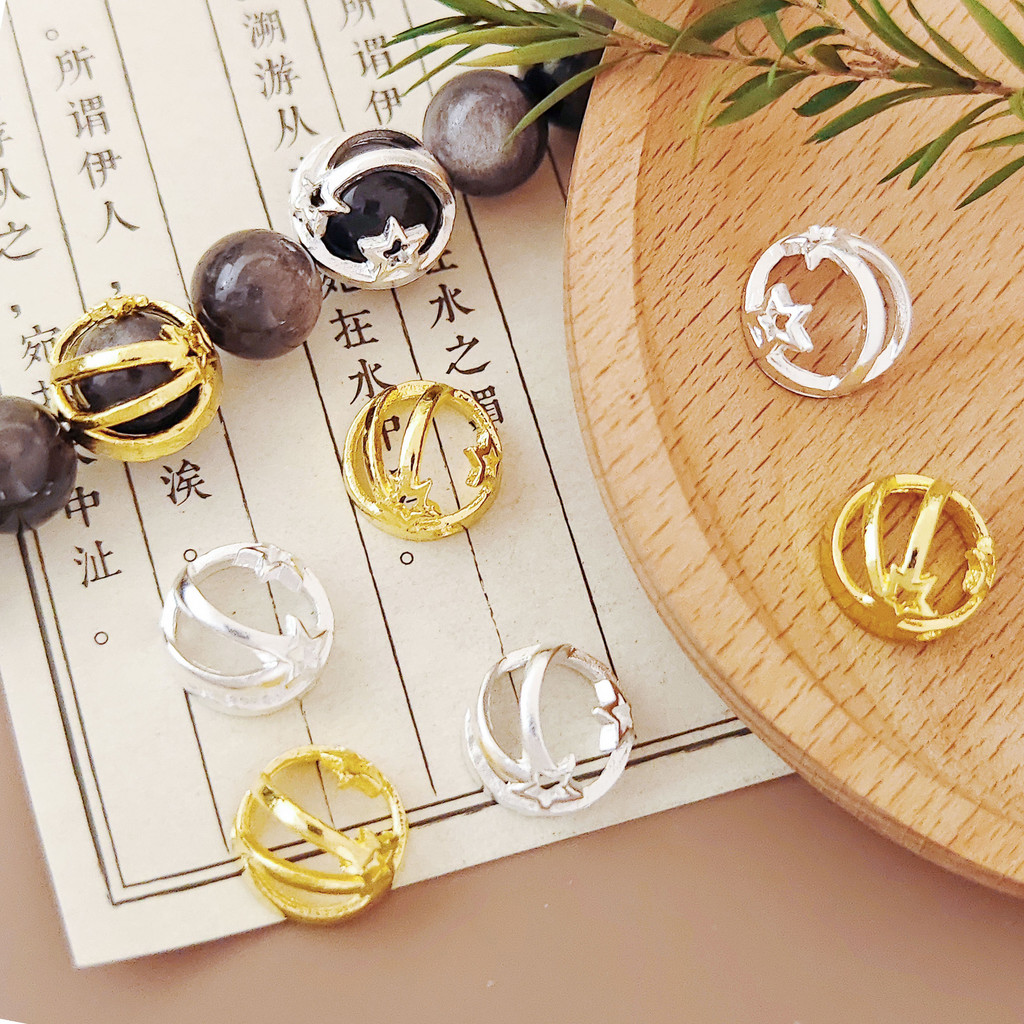 50pcs โลหะผสมกระเป๋าดาวแหวนลูกปัดตรงรูแหวนลูกปัด DIY เครื่องประดับเครื่องประดับขายส่ง