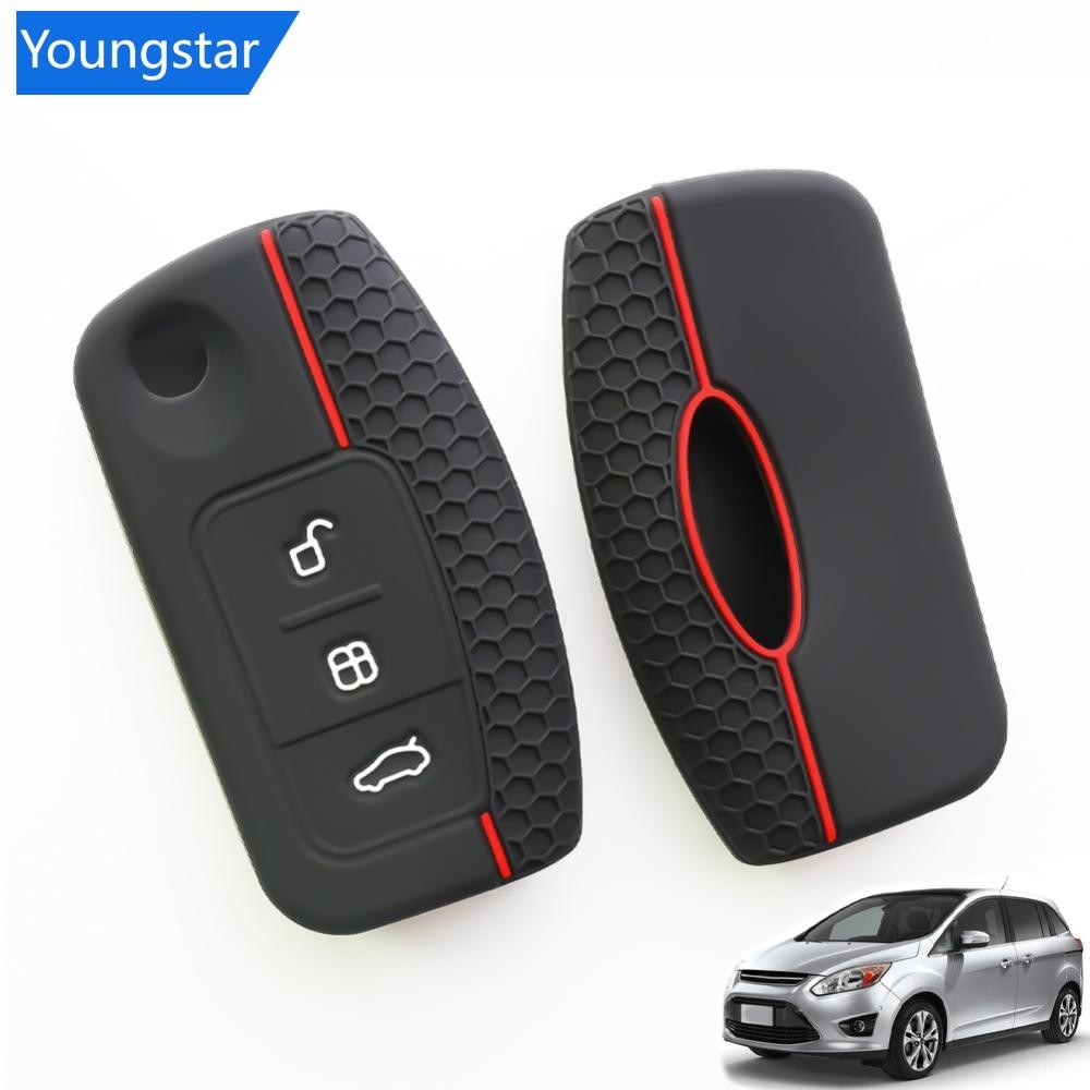 FYY ซิลิโคนกุญแจรถ Fob รีโมทคอนโทรลกรณีพวงกุญแจสําหรับ Ford Fiesta Focus 2 C-Max Ecosport S-Max Fusion Mondeo