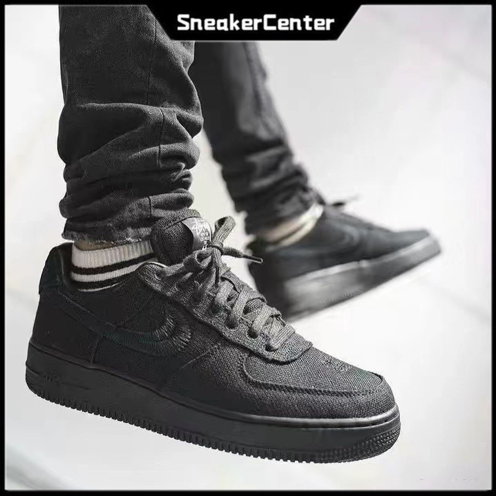 รองเท้าผ้าใบ Nike Air Force 1'07 low STUSSY x Air Force 1 แบบผูกเชือก 100% พร้อมส่ง