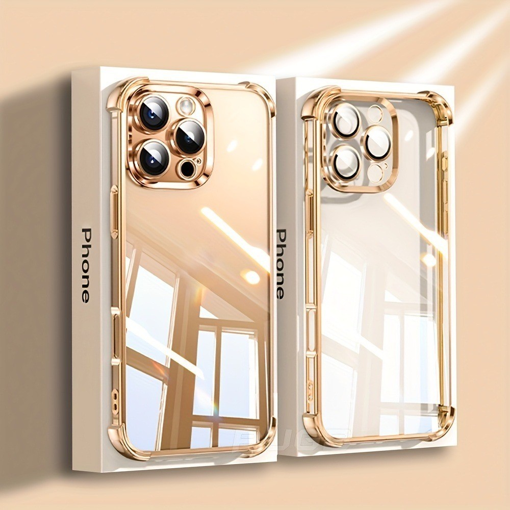 เหมาะสําหรับ ไอโฟน 16 15 14 13 12 11 มือโปร สูงสุด บวก 16มือโปร 16มือโปร สูงสุด หรูหราโปร่งใสกันกระแทกป้องกันกรณี, ติดตั้งกระจกเลนส์ป้องกัน, กรอบนุ่มฮาร์ดอะคริลิใสก