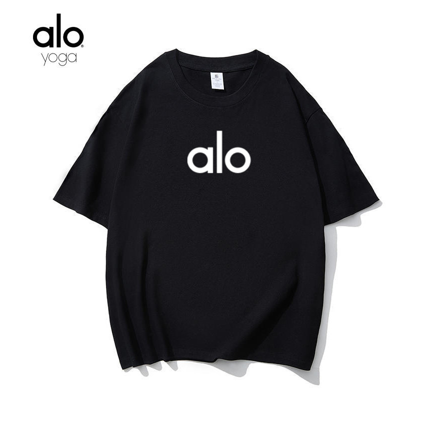 Alo Pure Cotton Thin Bottoming เสื้อยืดแขนสั้นผู้หญิงฤดูร้อนคู่ All-Match Slimm