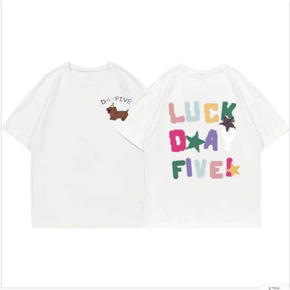 เสื้อยืด oversize ลายการ์ตูนหมาน่ารักพร้อมตัวอักษรสำหรับผู้หญิง คอตตอนแท้ พร้อมส่ง