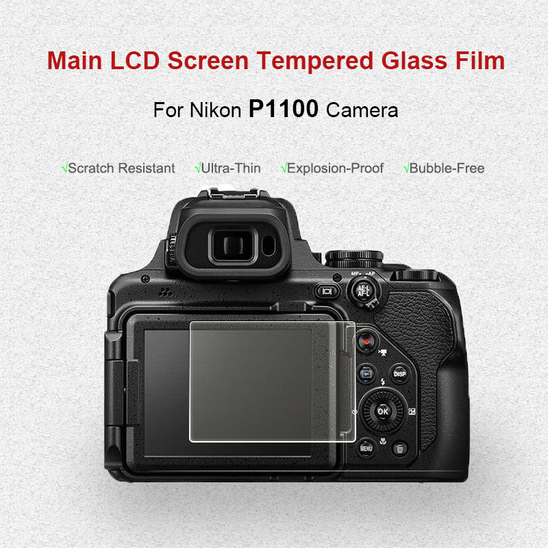 ตัวป้องกันหน้าจอกล้องกระจกนิรภัยสําหรับ Nikon COOLPIX P1100 กระจกนิรภัยฟิล์ม LCD Nikon P1100