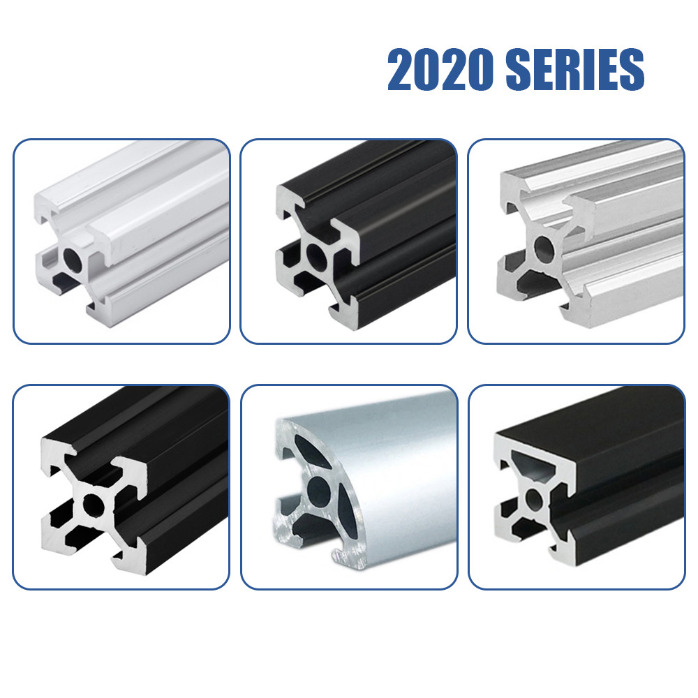 2020 อลูมิเนียมโปรไฟล์การอัดขึ้นรูปอโนไดซ์เงิน/สีดำ สล็อต T/สล็อต V มาตรฐานยุโรป รางเชิงเส้น ยาว 100mm-950mm กรอบ DIY