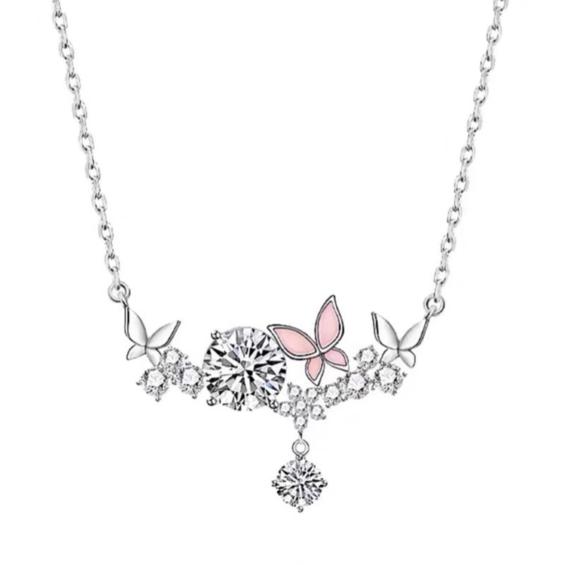 สร้อยคอแฟชั่นประดับคริสตัลพลอยเทียม รูปผีเสื้อ เรขาคณิตสําหรับผู้หญิง N50 - รูปที่ 4