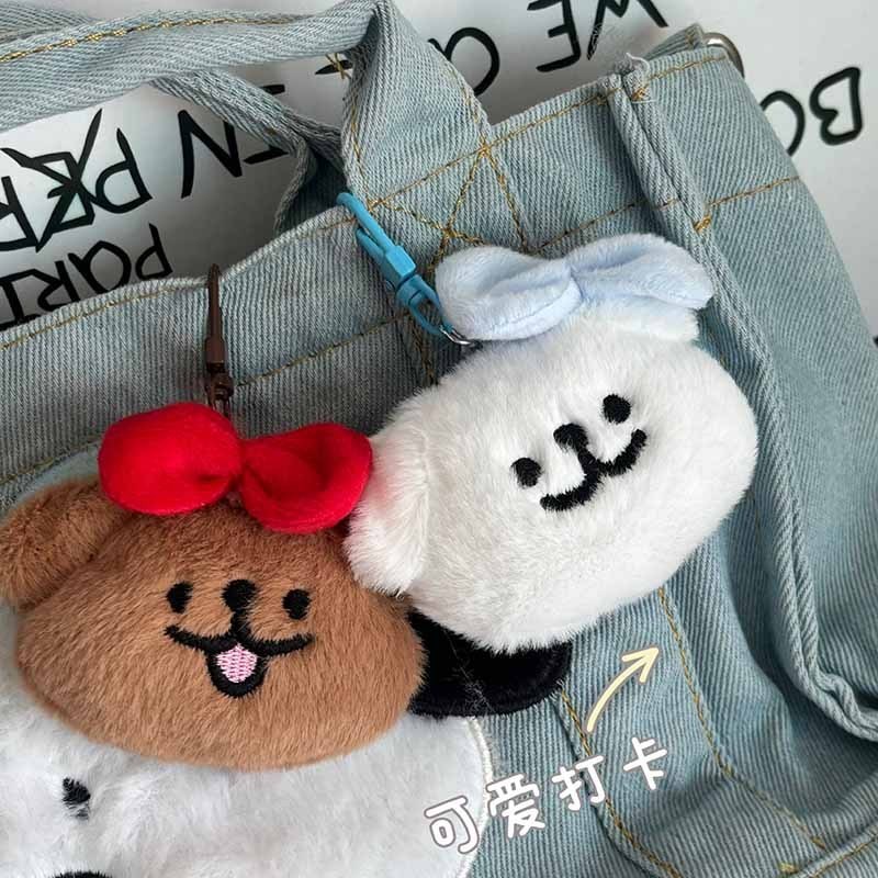 สายลูกสุนัขโบว์ตุ๊กตาจี้พวงกุญแจกระเป๋าเป้สะพายหลังเสน่ห์อุปกรณ์ตกแต่งของขวัญเพื่อน
