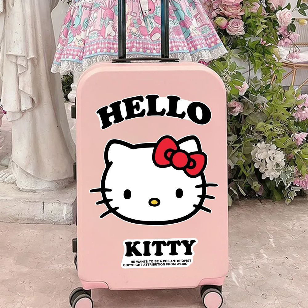 [ใหม่] ใหม่ Kitty Cat สติ๊กเกอร์ติดกระเป๋าเดินทาง Sanrio การ์ตูนน่ารักมูลค่าสูงกระเป๋าเดินทางรถเข็น DIY สติกเกอร์