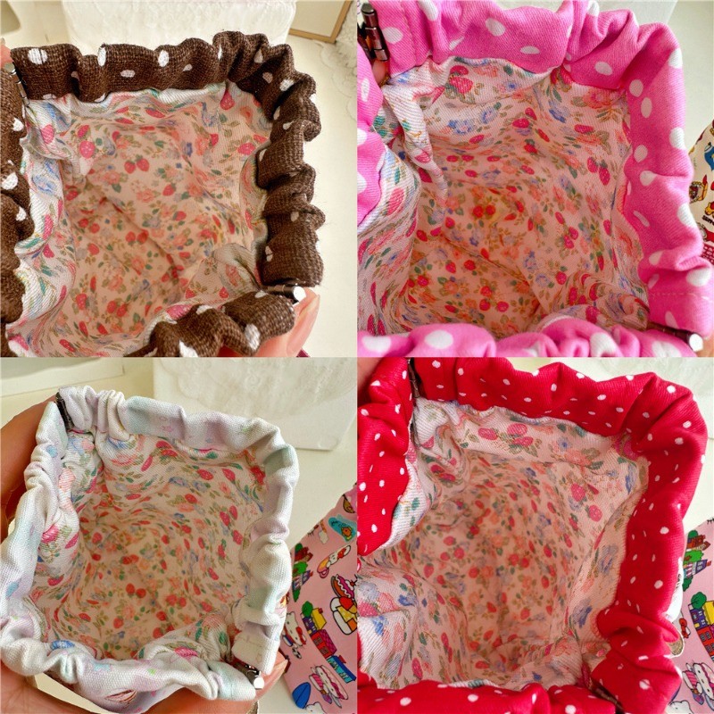 น่ารัก KT Cat พิมพ์กระเป๋าเครื่องสําอางผ้าฝ้ายผ้าปากทองหยิกกระเป๋า Hand-Made กระเป๋าเก็บกระเป๋าเครื่องสําอางสาวขายส่ง - รูปที่ 7