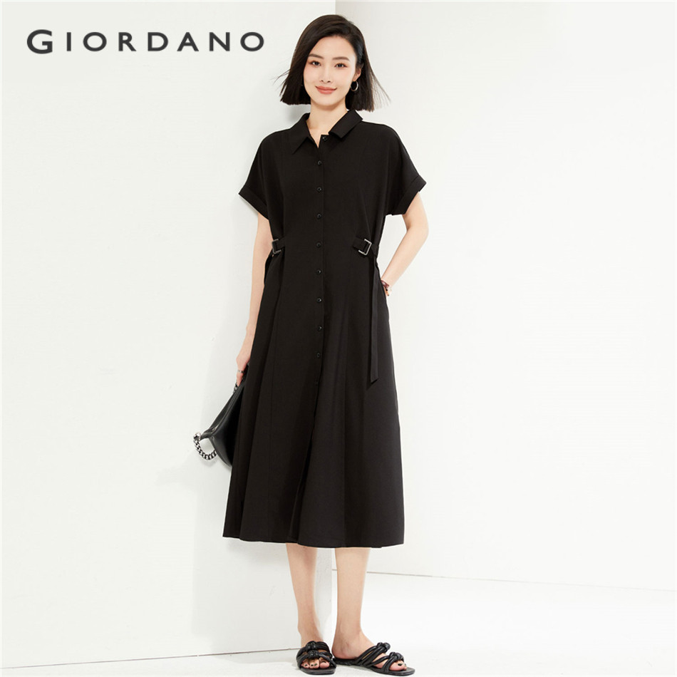 GIORDANO WOMEN Waist belts kimono sleeve shirt dress 05465315