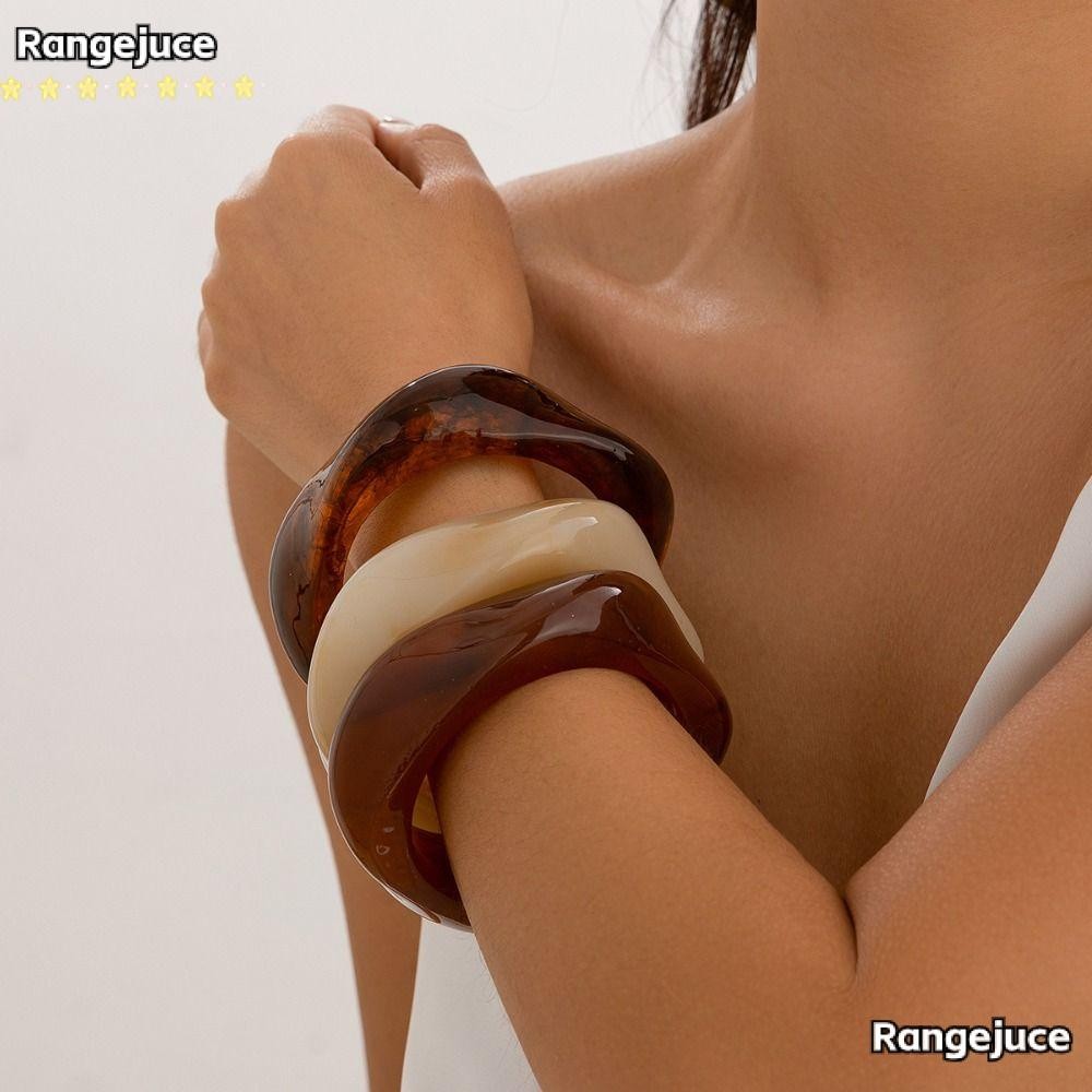 Rangejuce สร้อยข้อมือเรซิ่น,อะคริลิคไม่สม่ําเสมอ Boho สร้อยข้อมือ,แฟชั่นสีน้ําตาล Chunky กําไลข้อมือสําหรับผู้หญิงสาว