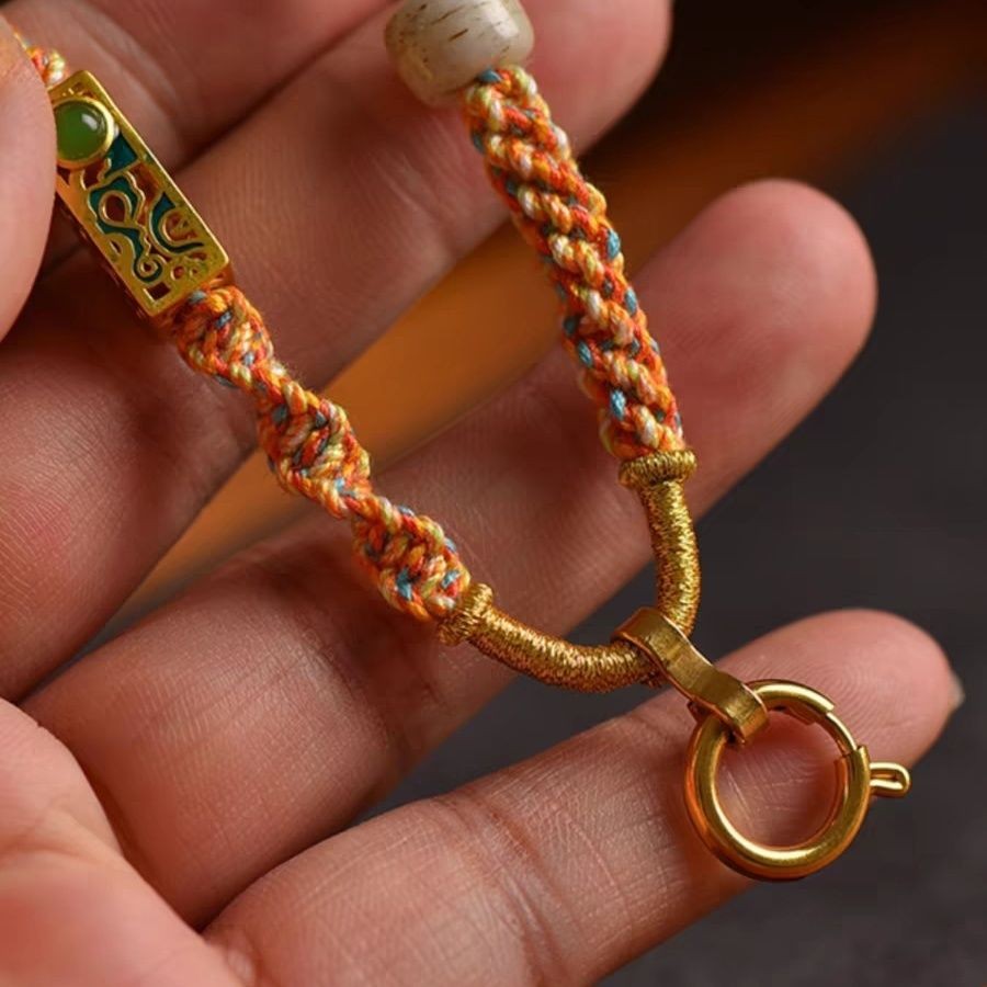 Pure Handmade Hand Rubbed เชือกฝ้ายสร้อยคอทิเบต Amulet Chain Lanyard Thangka จี้เชือกเส้นเล็กสร้อยคอทิเบตเชือก031901