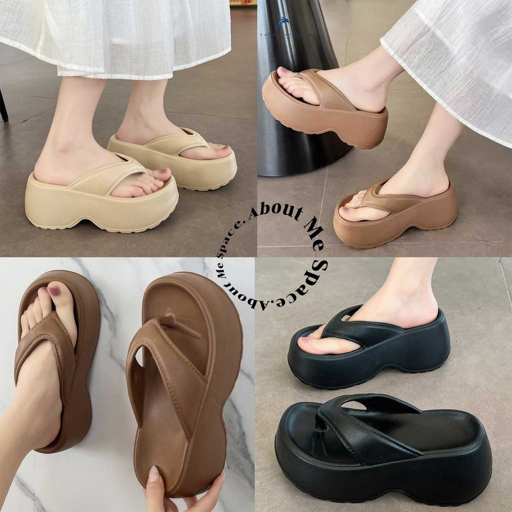 รองเท้าแตะผู้หญิงสีดำแบบคีบ ส้นสูง เหมาะสำหรับฤดูร้อน