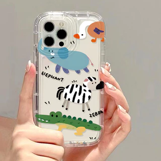 สำหรับ for IPhone 17 11 13 16 14 15 12 Pro Max 6 7 8 Plus X XR XSMAX SE เคสนิ่มใสถุงลมนิรภัยกันกระแทกการ์ตูนน่ารัก
