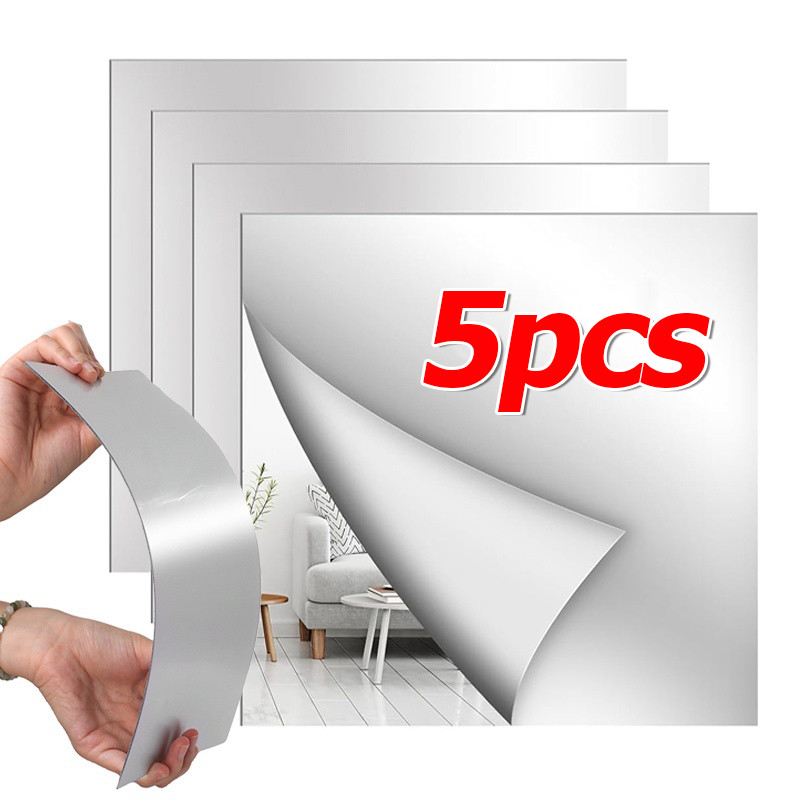 1-5 ชิ้นกระเบื้องกระจกกาวตนเอง/สติกเกอร์กระจกอะคริลิคกันแตก/ง่าย Peel & Stick Walls Decor สําหรับ Home,สํานักงาน,ยิม