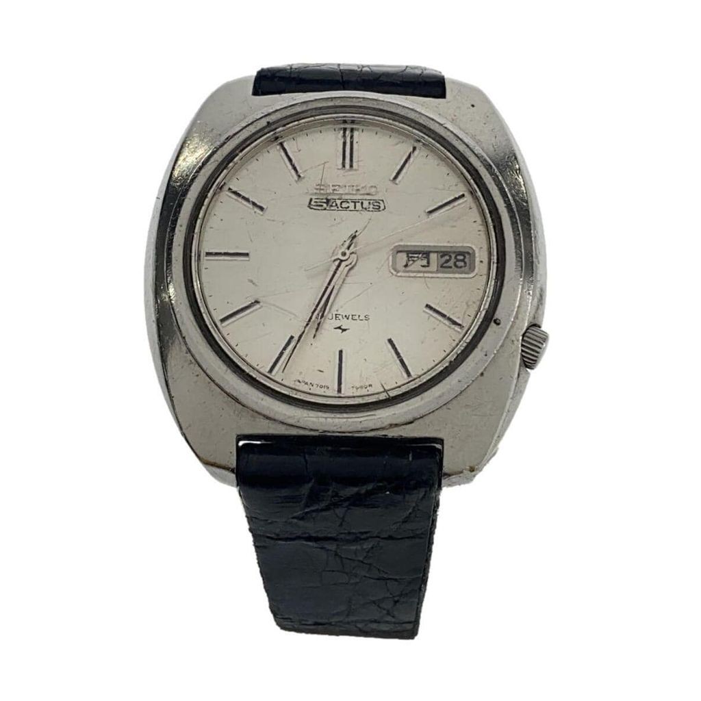 Seiko(ไซโก) SEIKO Men's Watch Automatic Analog Leather SLV BLK SS 7019-7000 Direct from Japan Second