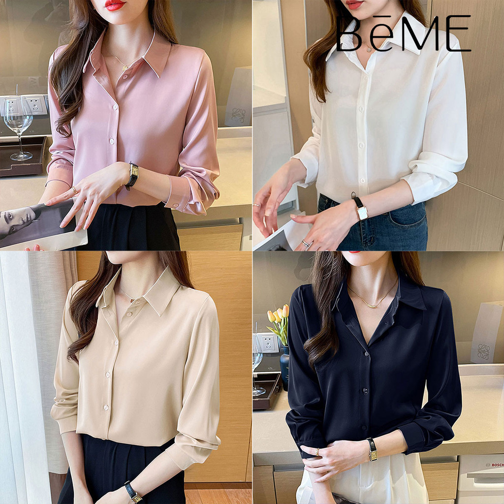 เสื้อเชิ้ตผ้าชีฟองแขนยาว ดีไซน์ใหม่ สวมใส่สบายทุกฤดูกาล