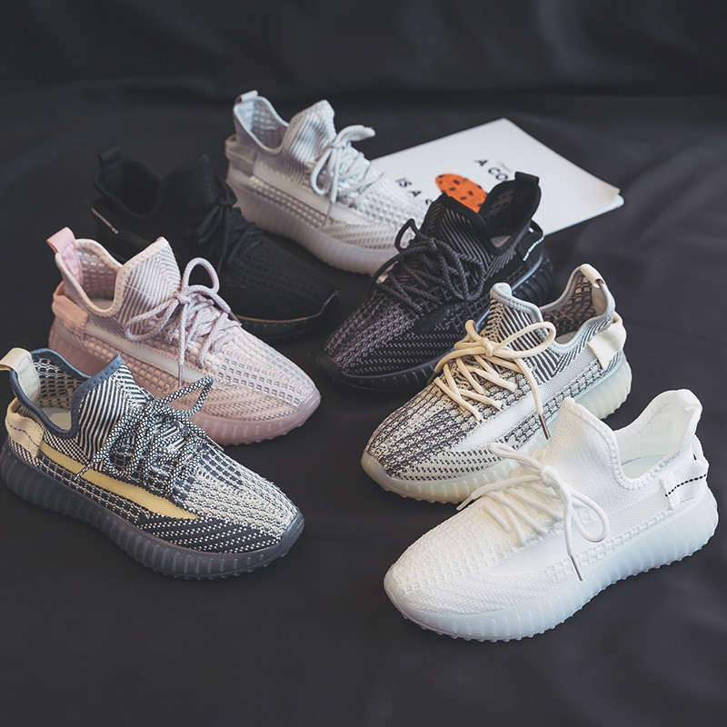 พร้อมสต็อกฤดูใบไม้ผลิฤดูร้อนบินทอตาข่ายรองเท้ามะพร้าวรองเท้าผู้หญิงระบายอากาศรองเท้าลําลองรองเท้ากีฬ