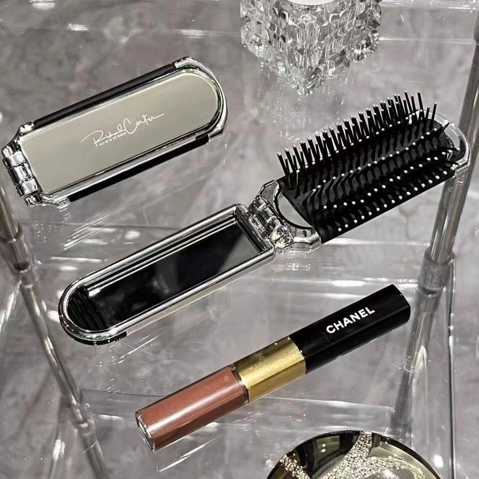 หวีทําผมพับพร้อมกระจกแต่งหน้าหวีเบาะลมแบบพกพาเหมาะสําหรับการใช้งานเดินทางขาออกทุกวัน - รูปที่ 7