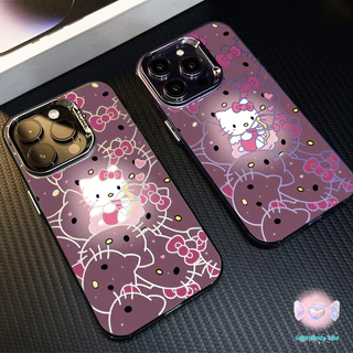 🚚จัดส่งในพื้นที่🚚เคสคุณภาพสูง สว่างสีม่วง Hello แมวเคธี สําหรับ IPhone 16 15 14 13 11 12 7/8plus Pro Promax XR XS