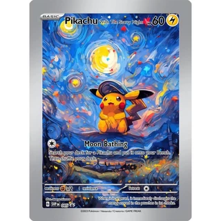 18pcs Pokemon Van Gogh Pikachu คอลเลกชันการ์ด DIY Charizard Mewtwo คอลเลกชันการ์ดอะนิเมะ Self Made Squirtle การ์ดของเล่น