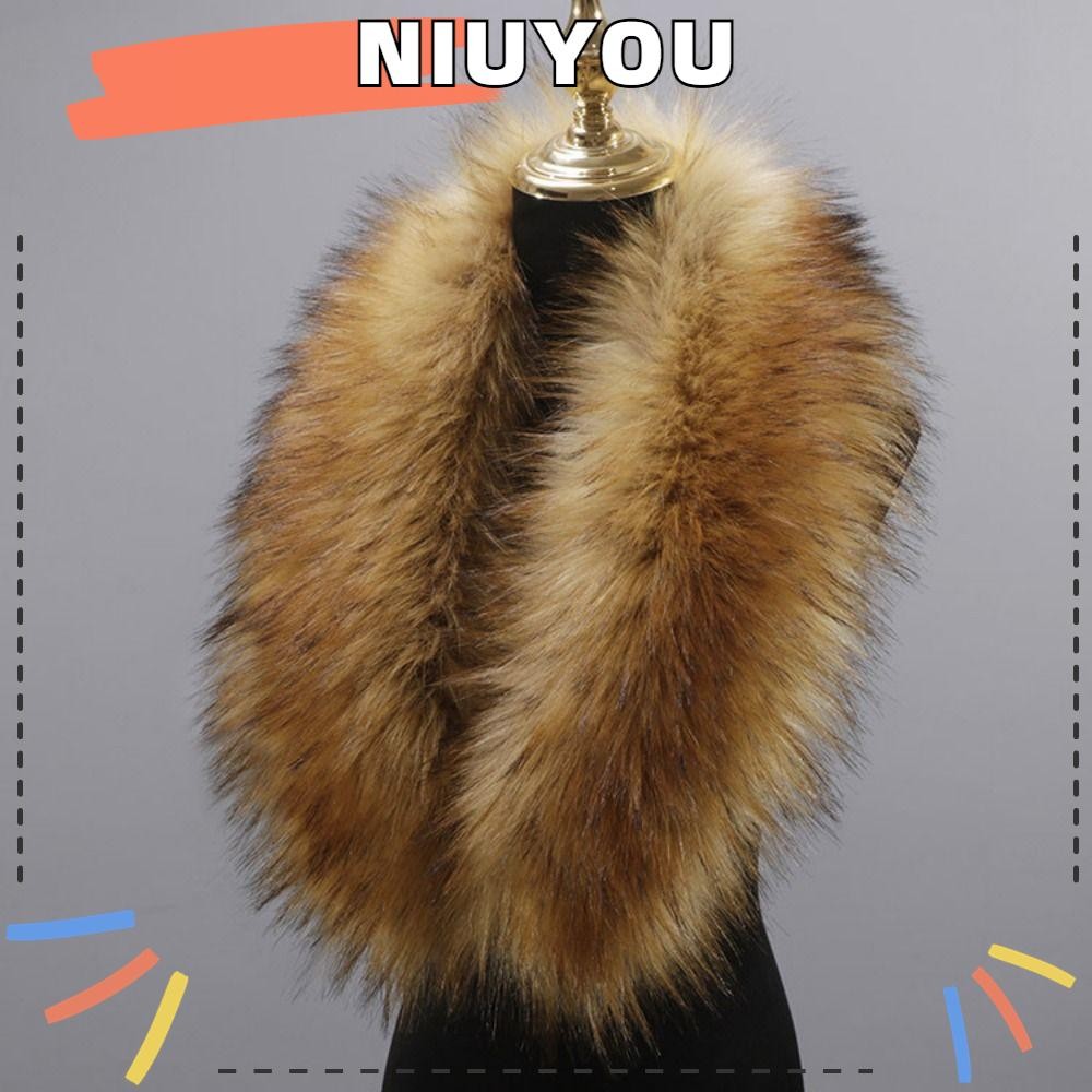 Niuyoou ตุ๊กตาขนสัตว์ปลอม,ที่ถอดออกได้ 80 ซม.ขนาดใหญ่Faux Fur Collar, Coat Scarves Keep Warm Jackets Hood Shawl Collar
