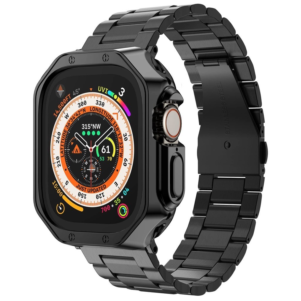 เคสป้องกัน TPU และสายนาฬิกาข้อมือ สเตนเลส โลหะ สําหรับ iwatch Ultra 2 1 Band 49 มม. 45 มม. 44 มม. 42 มม. 41 มม. 40 มม. 38 มม. iwatch series 3 4 5 6 se 7 8 9